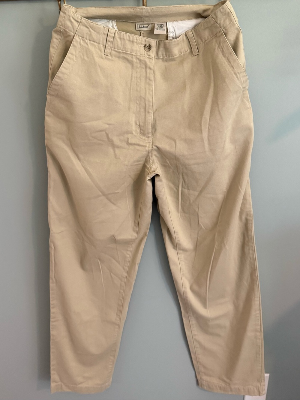 L.L. Bean 100% Cotton Khaki Straight-Leg Pants